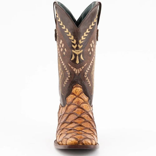Ferrini Bronco Men's Print Pirarucu Fish Boots Handcrafted Cognac Ferrini USA