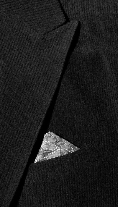 Mens Fall Fabric Cotton corduroy Suit - Winter Jacket and Pants in Color "Black" - Black detail view