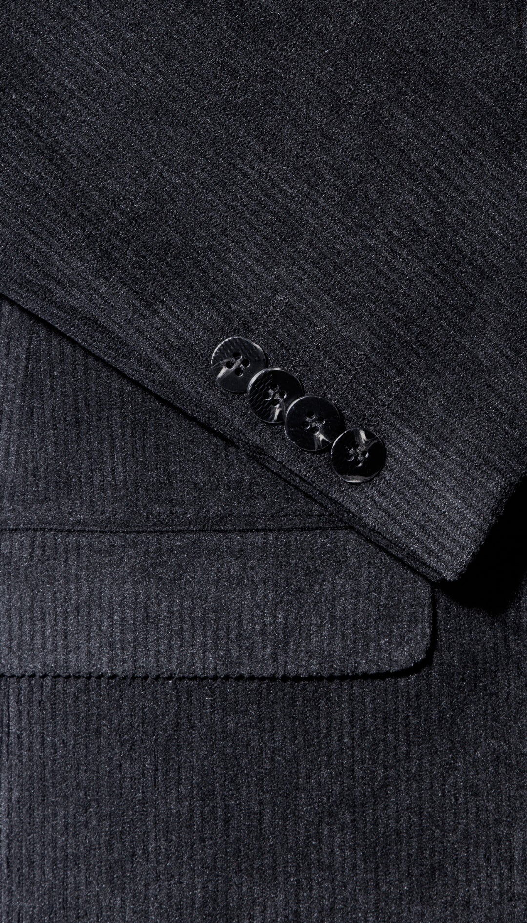 Mens Fall Fabric Cotton corduroy Suit - Winter Jacket and Pants in Color "Black" - Black detail view