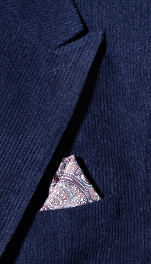 Mens Fall Fabric Cotton corduroy Suit - Winter Jacket and Pants in Color "Navy" - Navy detail view