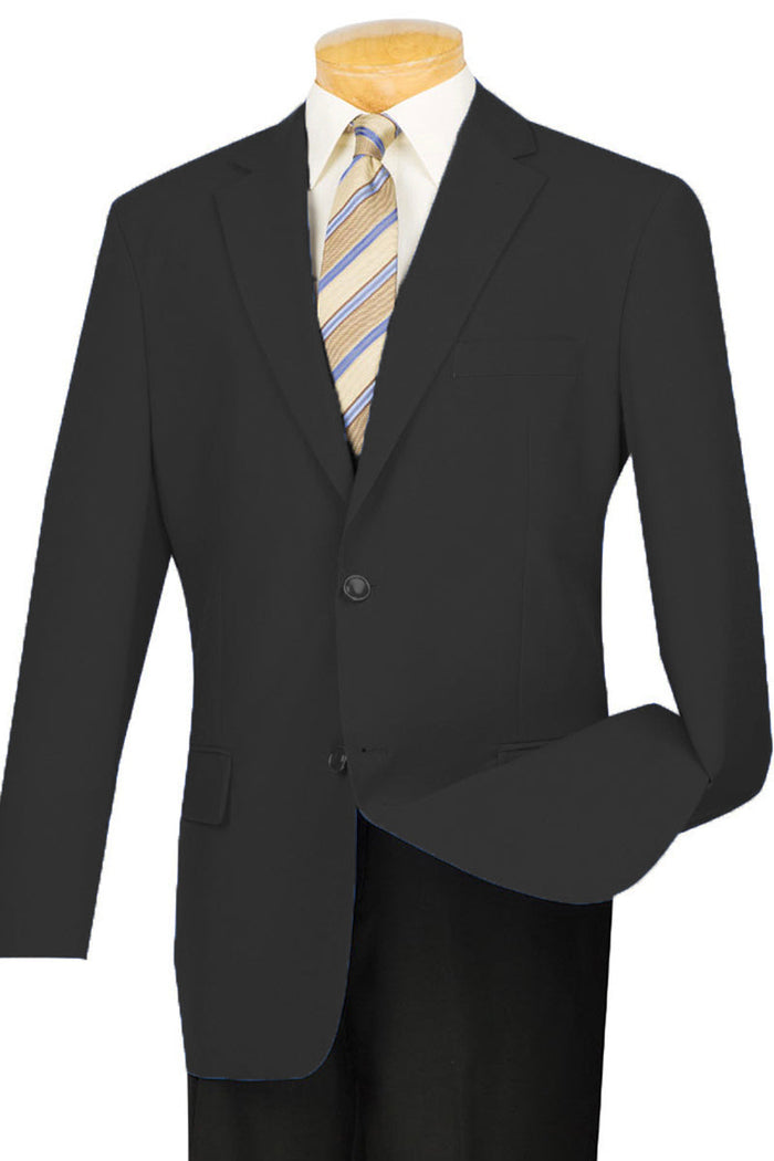 Mens Slim Fit Sport Blazer with Leather Sleeves in Black by Vinci
