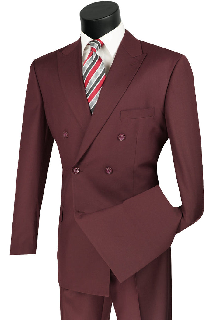 Mens Classic Wool Feel Double Breasted Suit in Heather Grey by Vinci