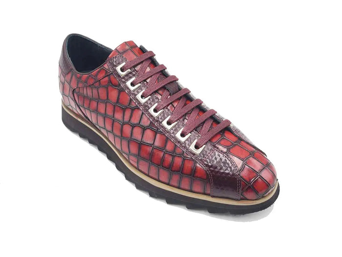 Carrucci Crocodile Embossed Leather Sneaker