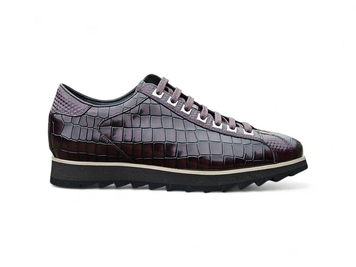 Carrucci Crocodile Embossed Leather Sneaker