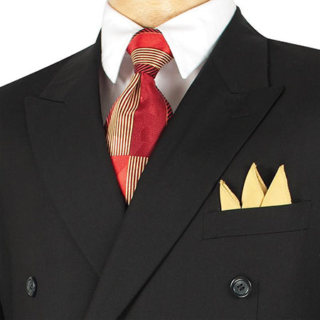 Rockefeller Collection - Double Breasted Stripe Suit Charcoal Regular Fit 2 Piece