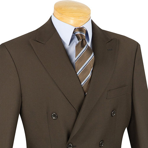 Sovana Collection - Regular Fit 3 Piece Suit 2 Button Tone on Tone Stripe in Brown by Vinci