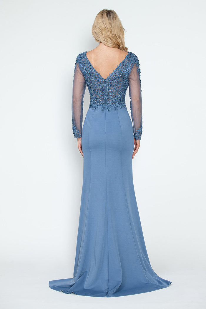 Long Sleeve Mother of the Bride Dress Beaded Evening Gown Lenovia 8323-New Collection