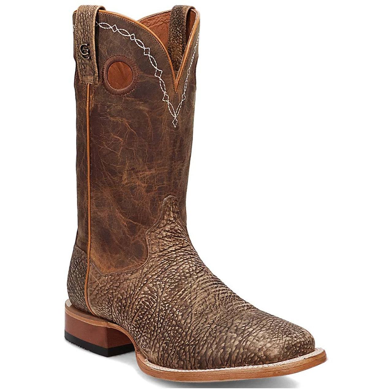 Dan Post Murray Men's Brown Bison Leather Square Toe Rugged Western Cowboy Boots by Dan Post Boots
