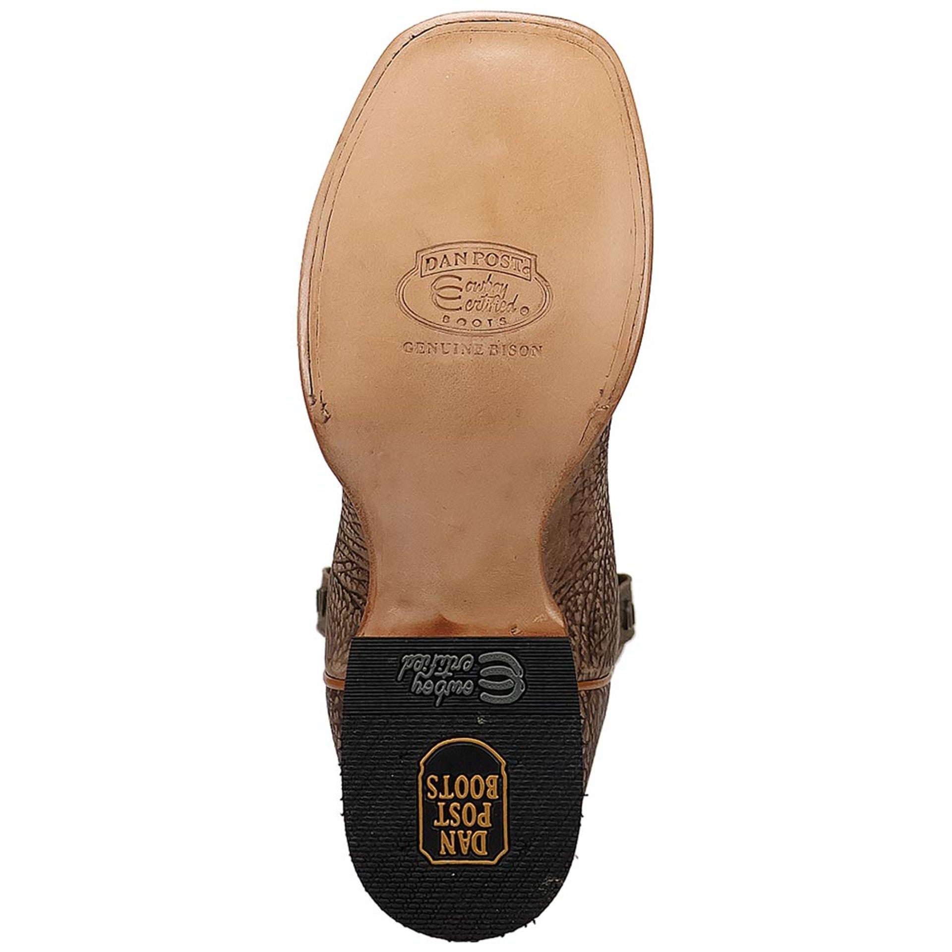 Dan Post Murray Men's Brown Bison Leather Square Toe Rugged Western Cowboy Boots by Dan Post Boots