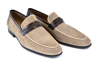 C131-3417HS- Perforated Suede-Taupe