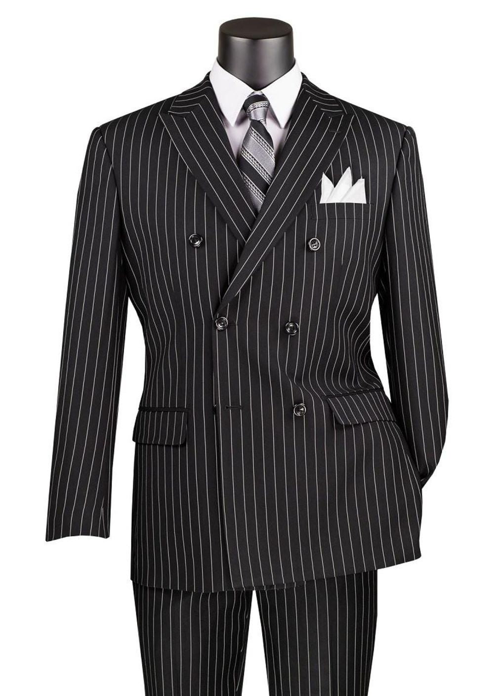 Venetian Collection - Navy Regular Fit Glen Plaid 2 Button 3 Piece Suit by Vinci