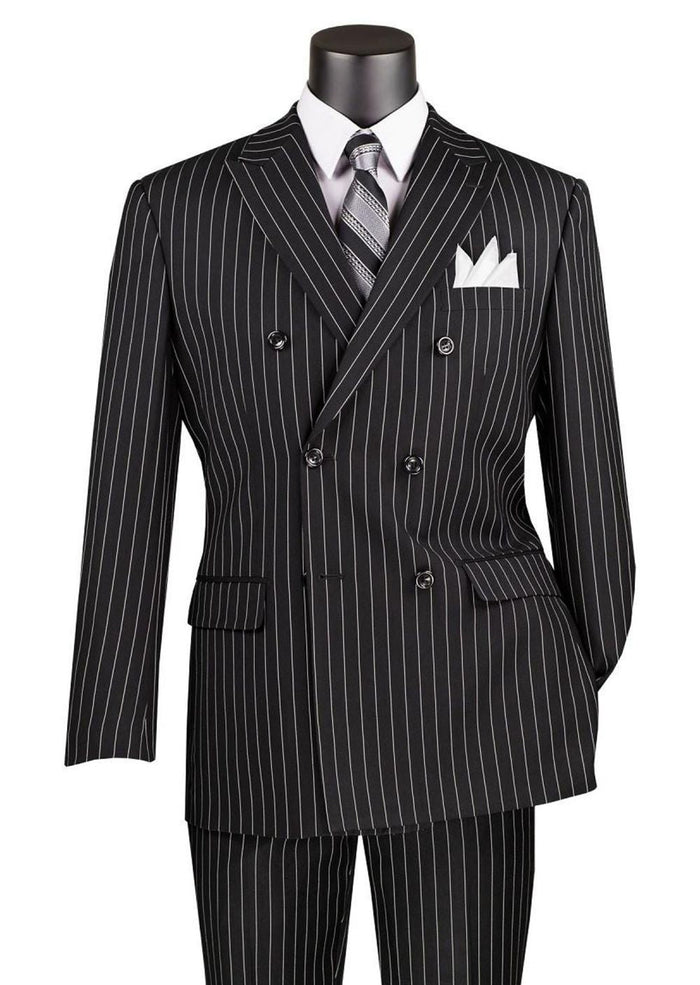 Venetian Collection - Navy Regular Fit Glen Plaid 2 Button 3 Piece Suit by Vinci