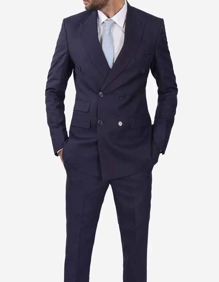 Mens Dark Blue Double Breasted Classic Fit Suit by USA Men's Outlet