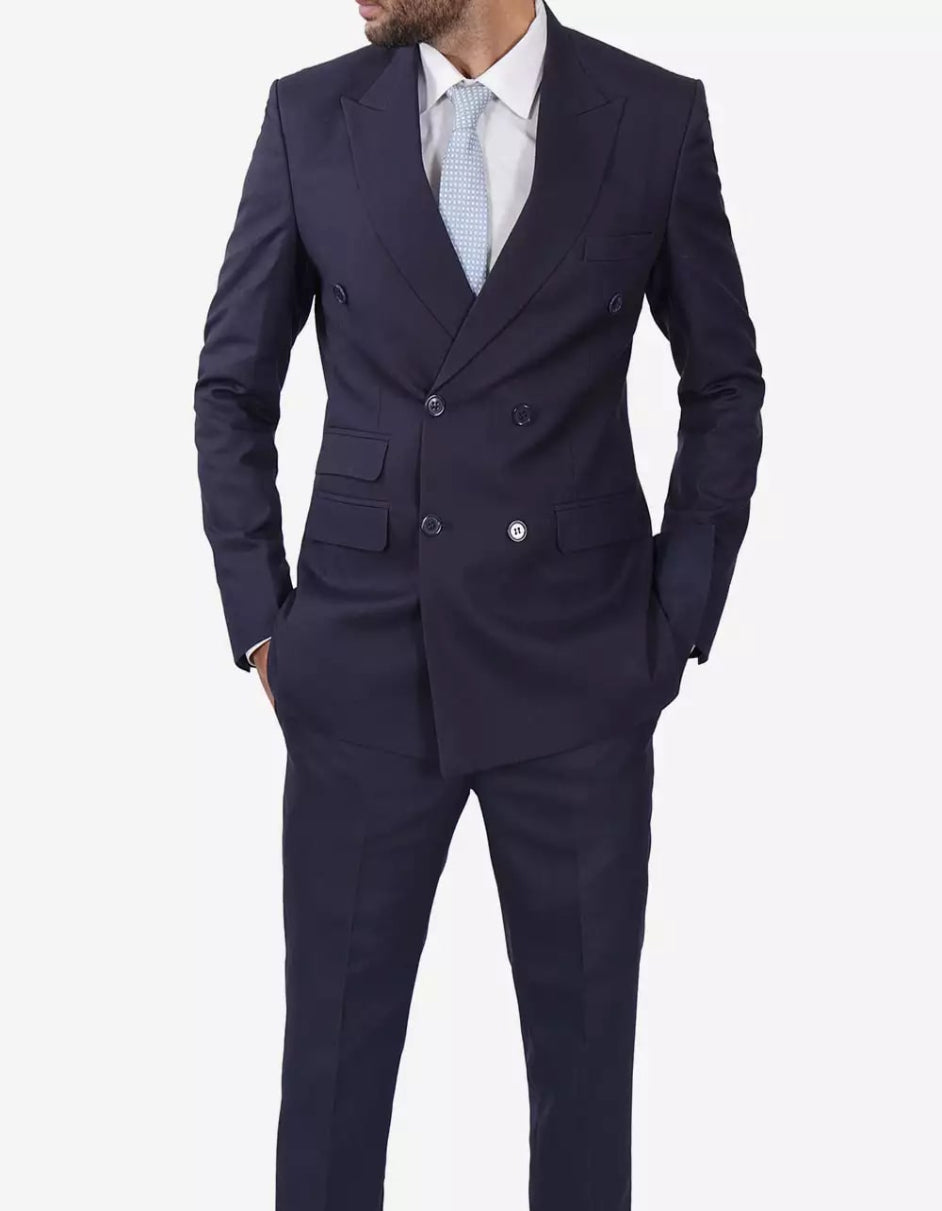 Mens Dark Blue Double Breasted Classic Fit Suit by USA Men's Outlet