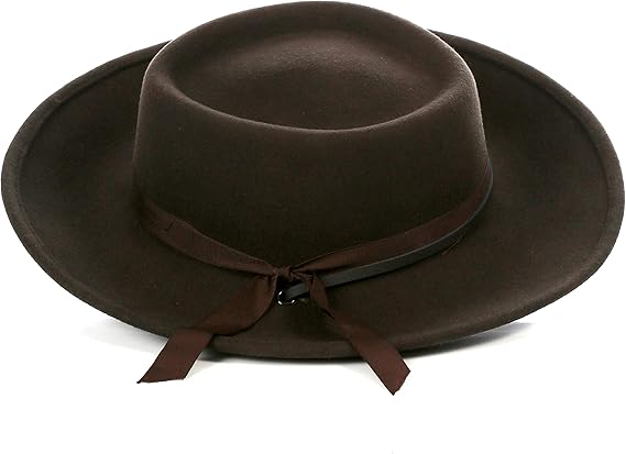 Men's Wool Wide Brim Fedora Hat Dark Brown with Grosgrain Ribbon by USA Men's Outlet