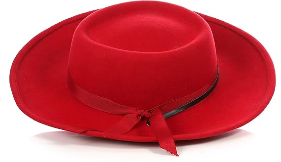 Men's Wool Wide Brim Fedora Hat with Grosgrain Ribbon by USA Men's Outlet