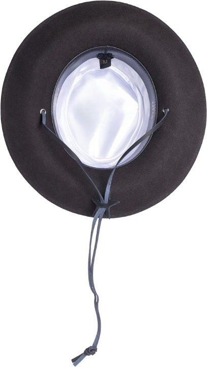 Men's Wool Wide Brim Fedora Hat Dark Brown with Grosgrain Ribbon by USA Men's Outlet