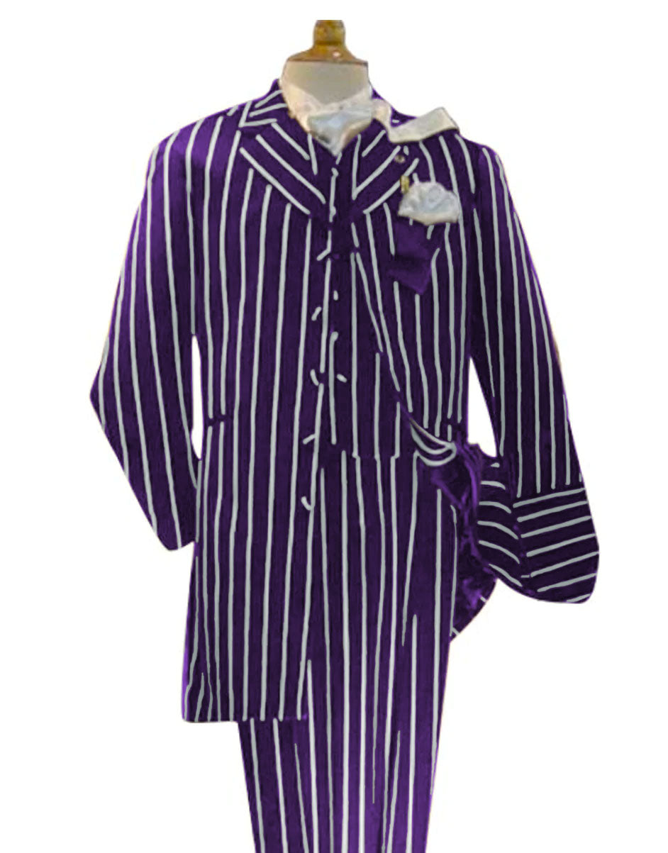 Dark Purple and White Pinstripe Zoot Suit - Gangster 1920s Pinstripe S