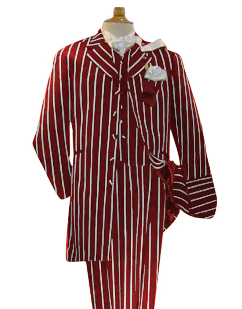Dark Red and White Pinstripe Zoot Suit - Gangster 1920s Pinstripe Suit - Mens  Fashion Suit