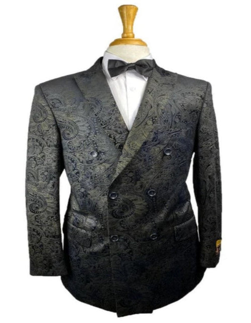 Mens 6 Button Double Breasted Black Velvet Suit by Men's Tuxedo USA