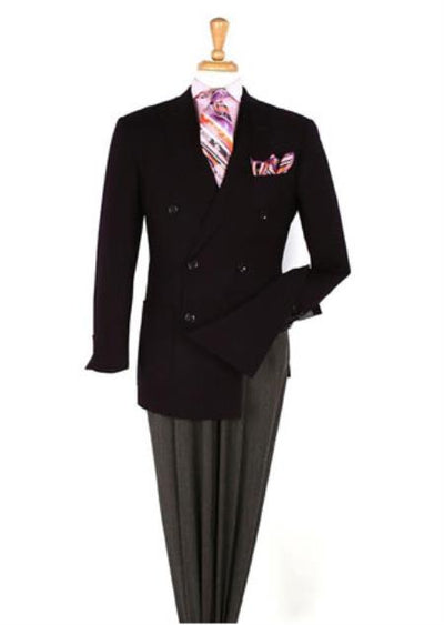 Men's Double Breasted Suits Jacket Blazer Sportcoat Black Jacket