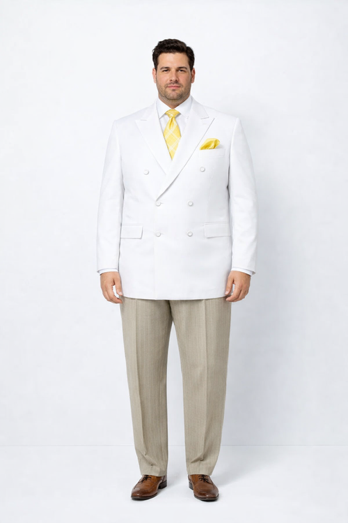 Men’s Double Breasted White Blazer Jacket – Classic Fit Wedding & Party Wear