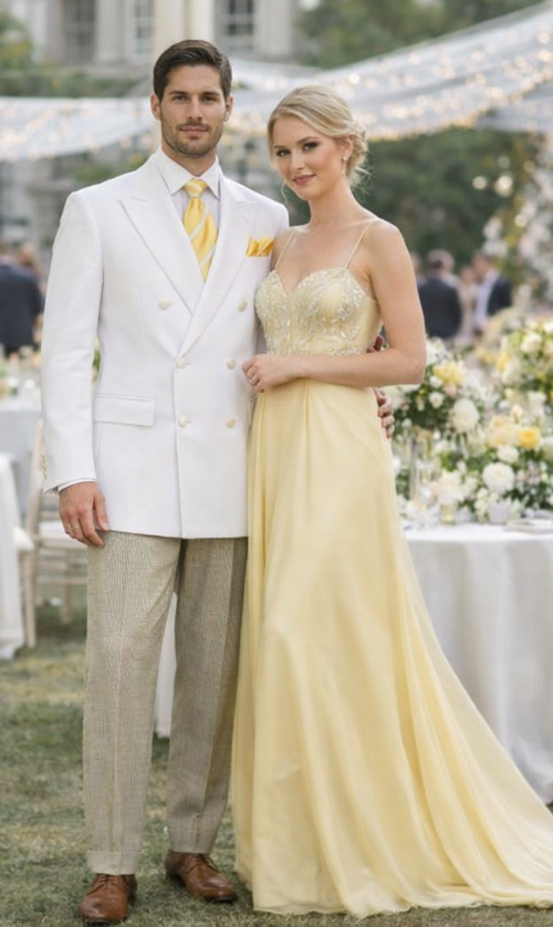 Men’s Double Breasted White Blazer Jacket – Classic Fit Wedding & Party Wear