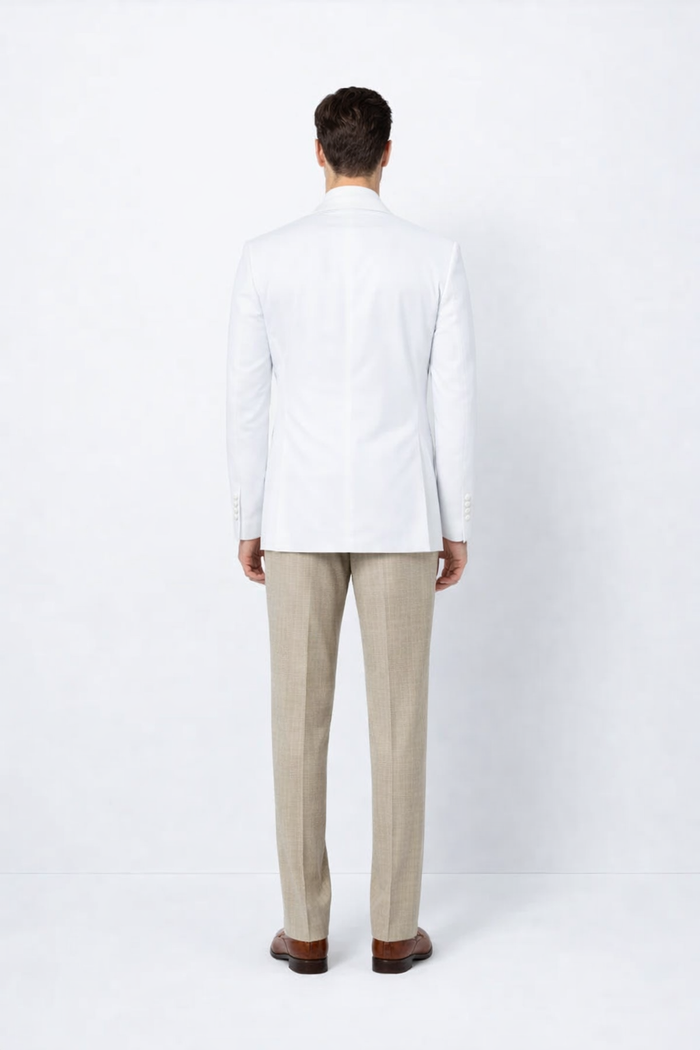 Men’s Double Breasted White Blazer Jacket – Classic Fit Wedding & Party Wear
