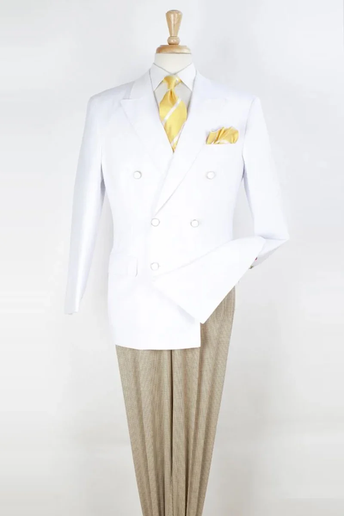 Men’s Double Breasted White Blazer Jacket – Classic Fit Wedding & Party Wear