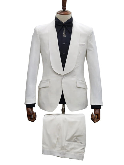 Ivory Tuxedo - Cream Wedding Suit  - Off White Groom 2Piece  Suit Groom different suit than groomsmen Groom different suit than groomsmen Groom different suit than groomsmen