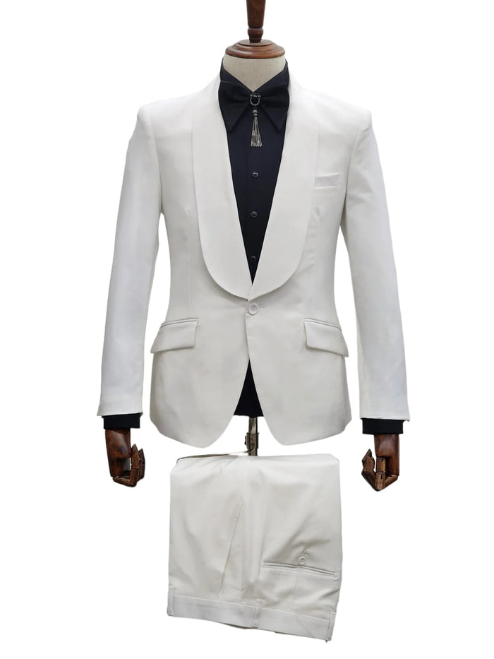 Ivory Tuxedo - Cream Wedding Suit - Off White Groom 2Piece Suit Groom different suit than groomsmen Groom different suit than groomsmen PROMTUXEDO