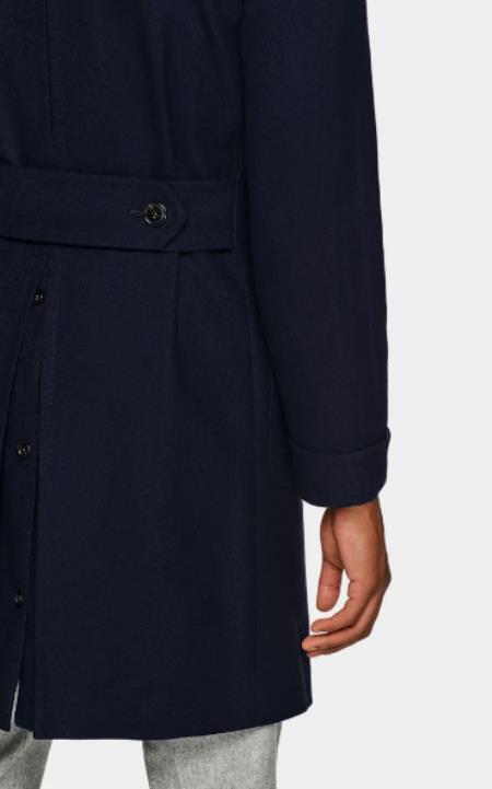 Double Breasted And Cashmere Overcoat - Navy 3/4 Length Car Coat USA Men's Outlet
