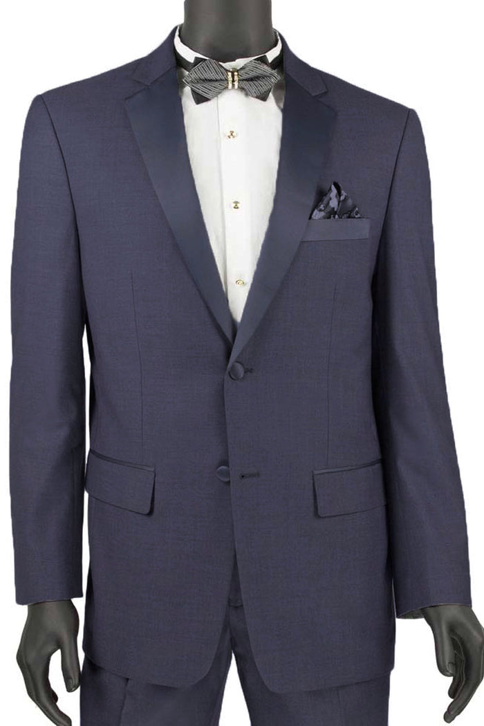 Mens Slim Fit Wool Feel Tuxedo in Black by Vinci