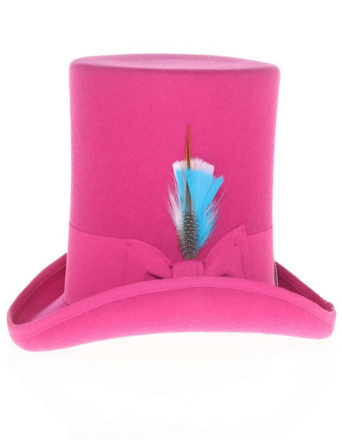 Fuchsia Dress Hat 1920s Fedora Style - Men's Tall 100% Wool Dress Top Hat in Hot Pink Fuchsia by USA Men's Outlet