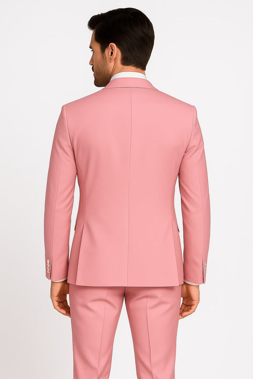 Dusty Rose Pink Tuxedo for Men - One Button Satin Lapel Wedding Prom Suit with Bow Tie by USA Men's Outlet