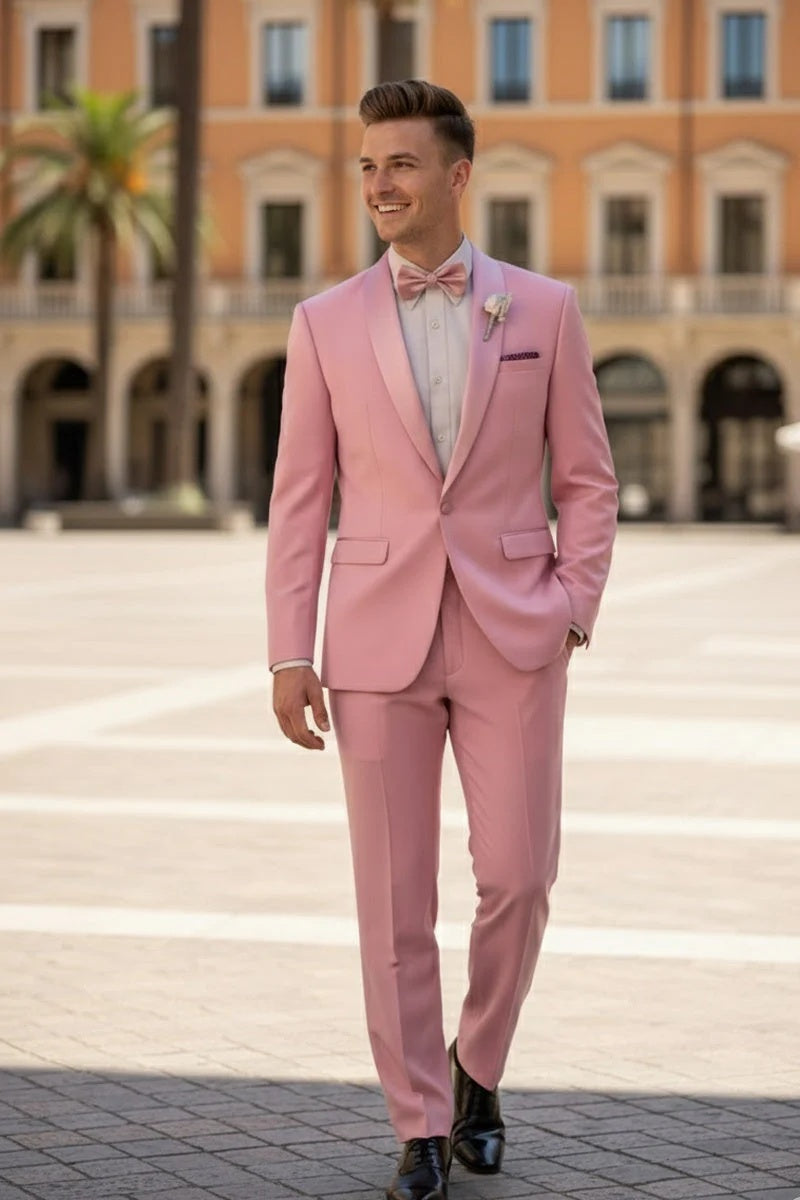 Dusty Rose 1-Button Shawl Tuxedo