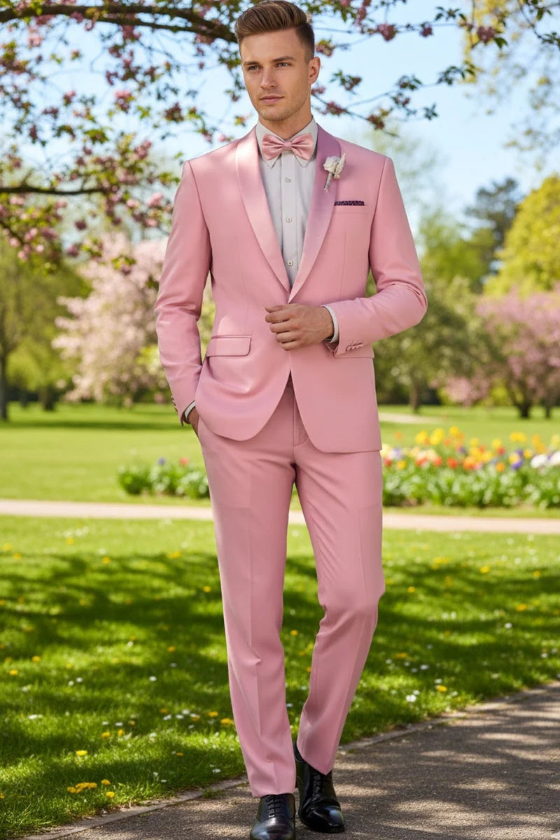 Dusty Rose 1-Button Shawl Tuxedo