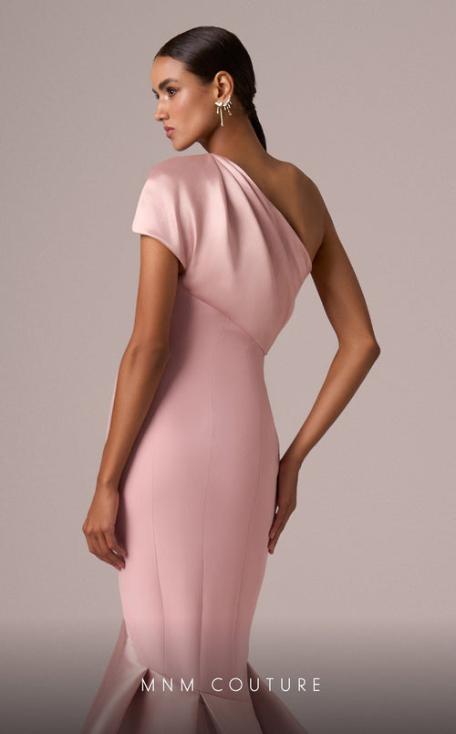 MNM Couture E0083 One-Shoulder Mermaid Gown in Pink