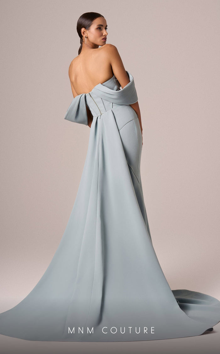 MNM Couture E0085 Green Off-Shoulder Mermaid Evening Gown