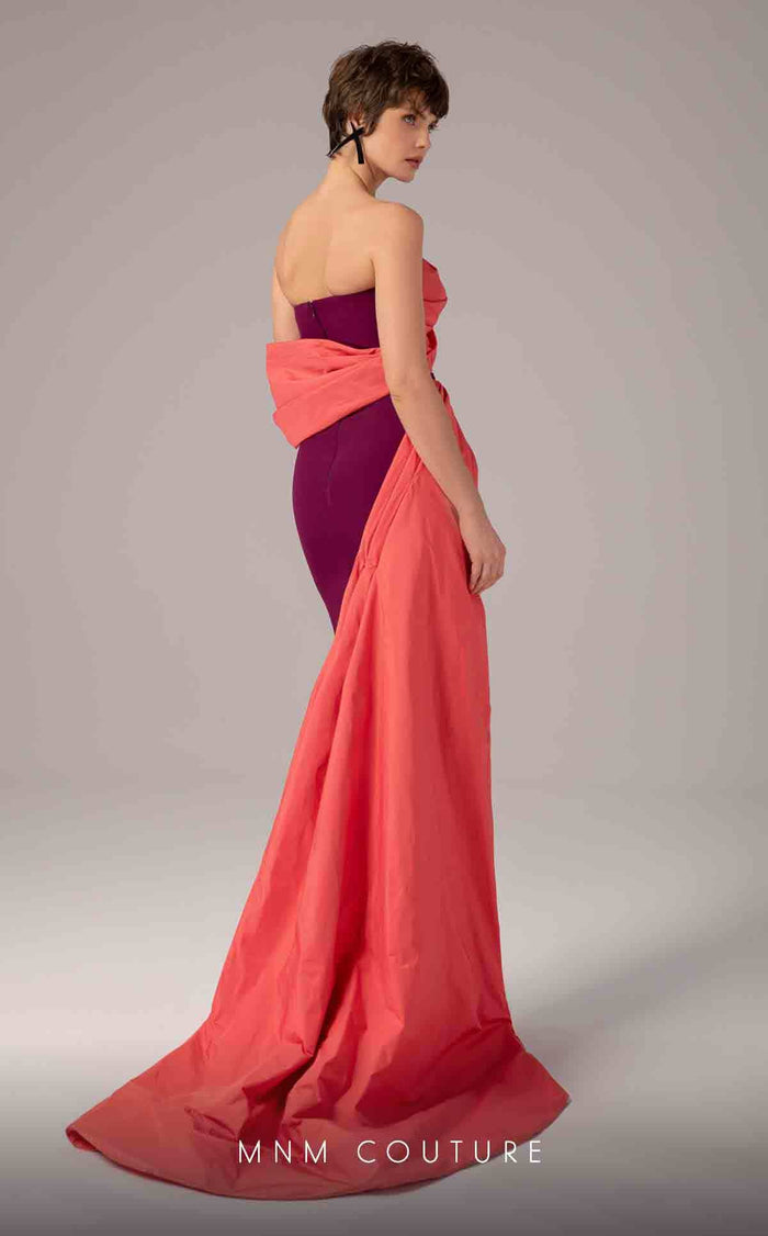 MNM Couture E0091 Off-Shoulder Strapless Purple Gown