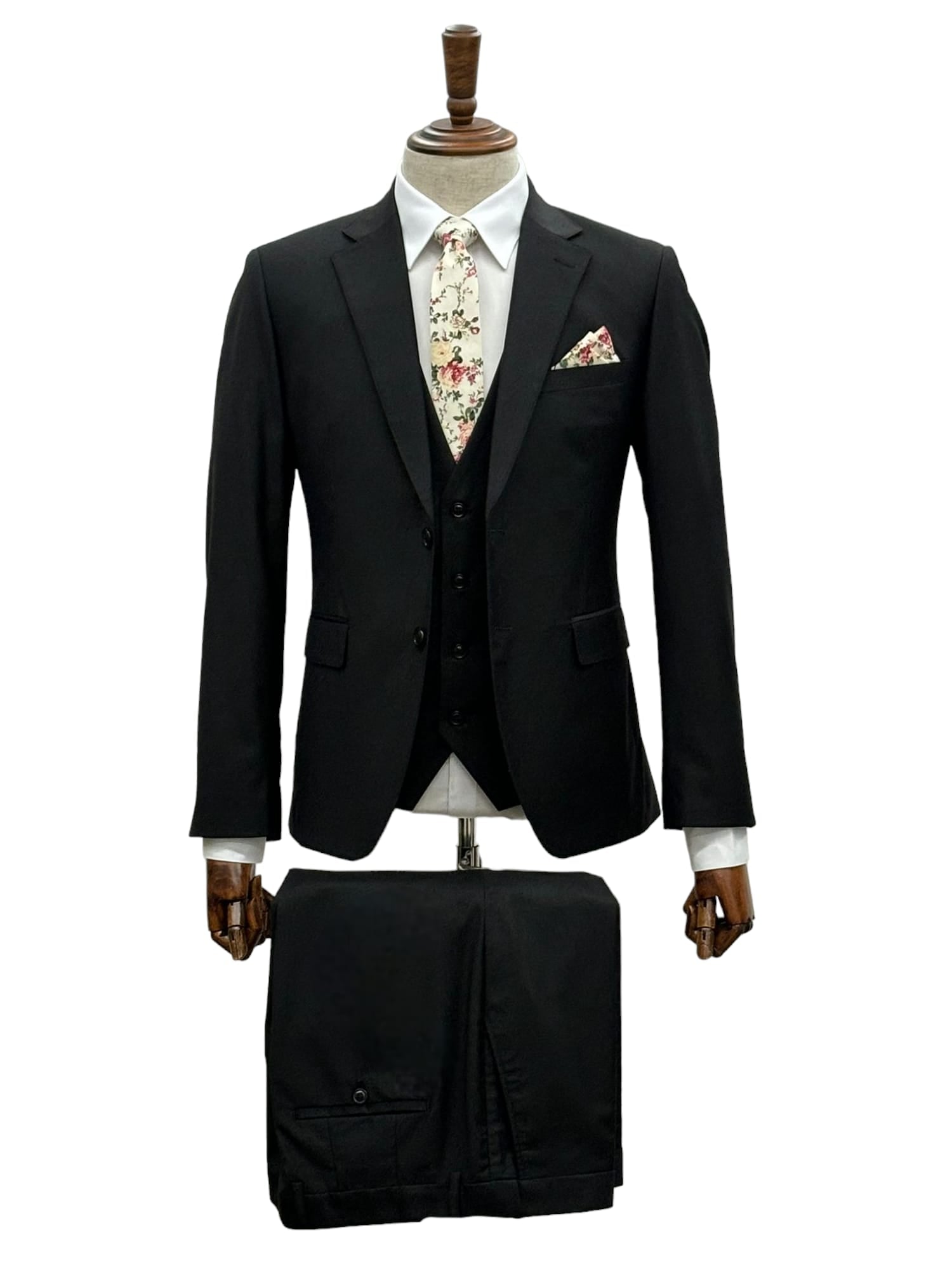 Effetti Suit Designer - 2 button Notch Lapel slim fit EF2N+V-8129 BLACK – SuitUSA