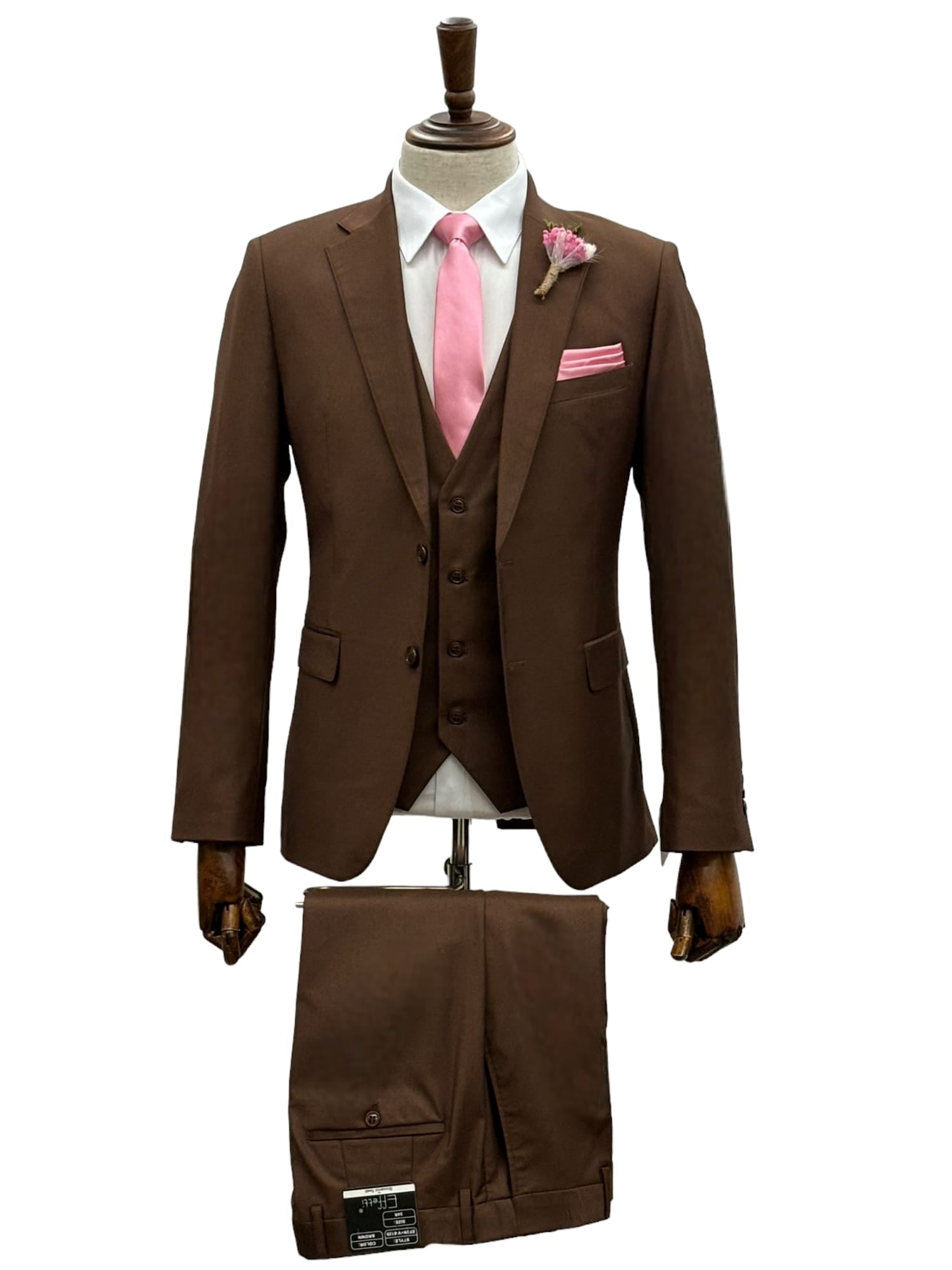 Effetti Suit Designer - 2 button Notch Lapel slim fit EF2N+V-8129 BROWN – SuitUSA