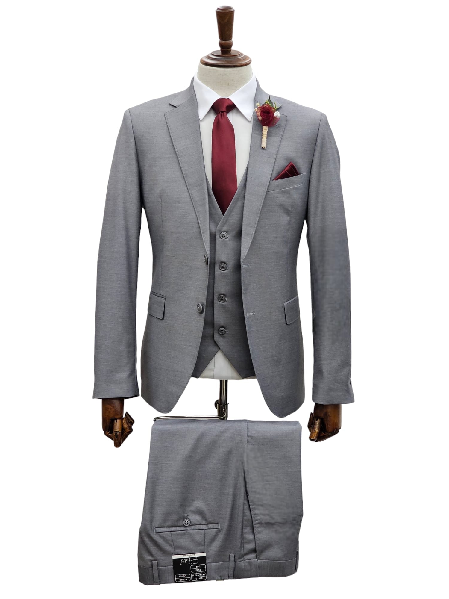 Effetti Suit Designer - 2 button Notch Lapel slim fit EF2N+V-8129 LIGHT GREY – SuitUSA