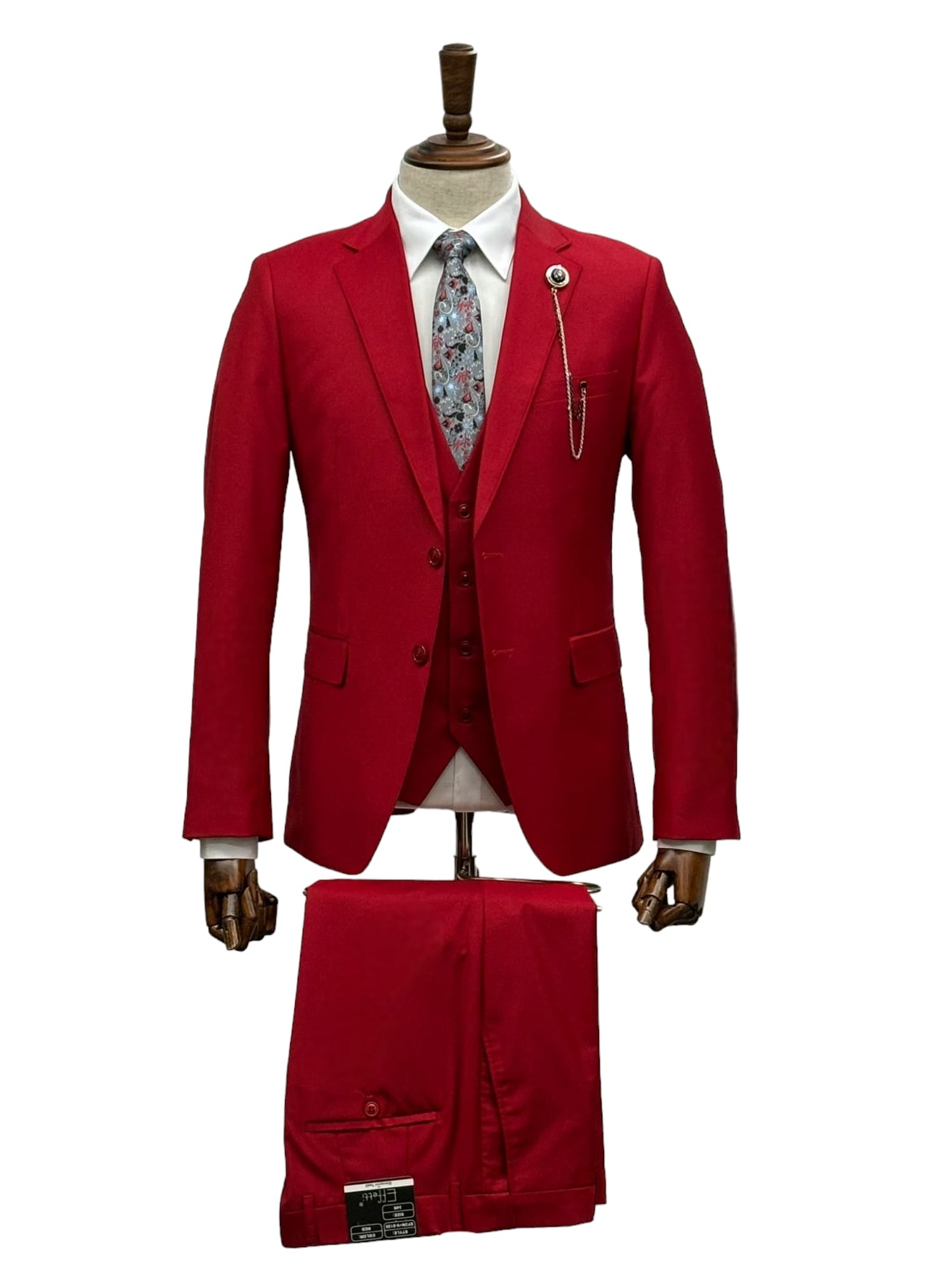 Effetti Suit Designer - 2 button Notch Lapel slim fit EF2N+V-8129 RED – SuitUSA