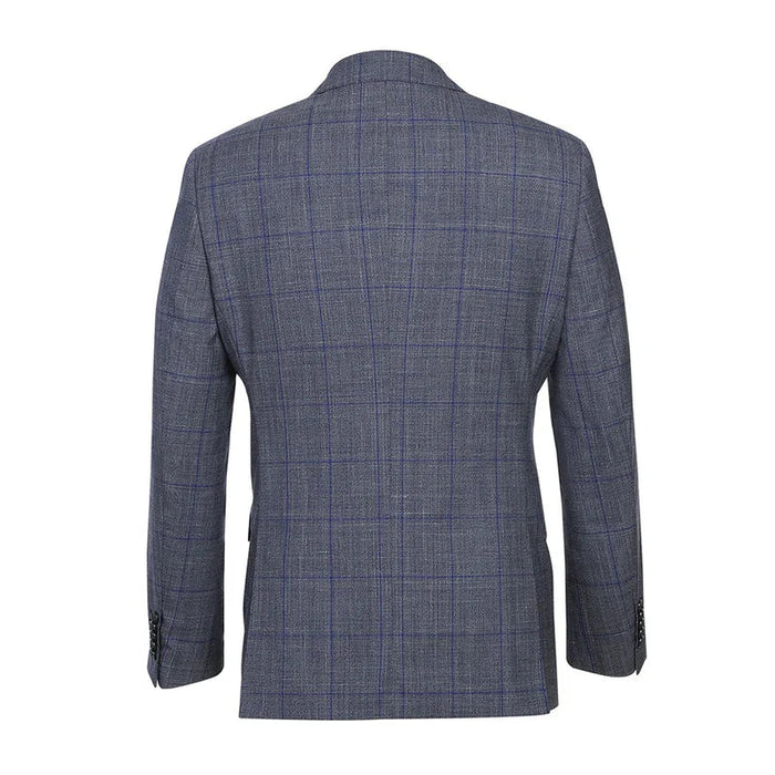 English Laundry 2-Piece Gray with Blue Windowpane Slim Fit Suit Wool Blend