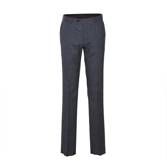 English Laundry 2-Piece Gray with Blue Windowpane Slim Fit Suit Wool Blend