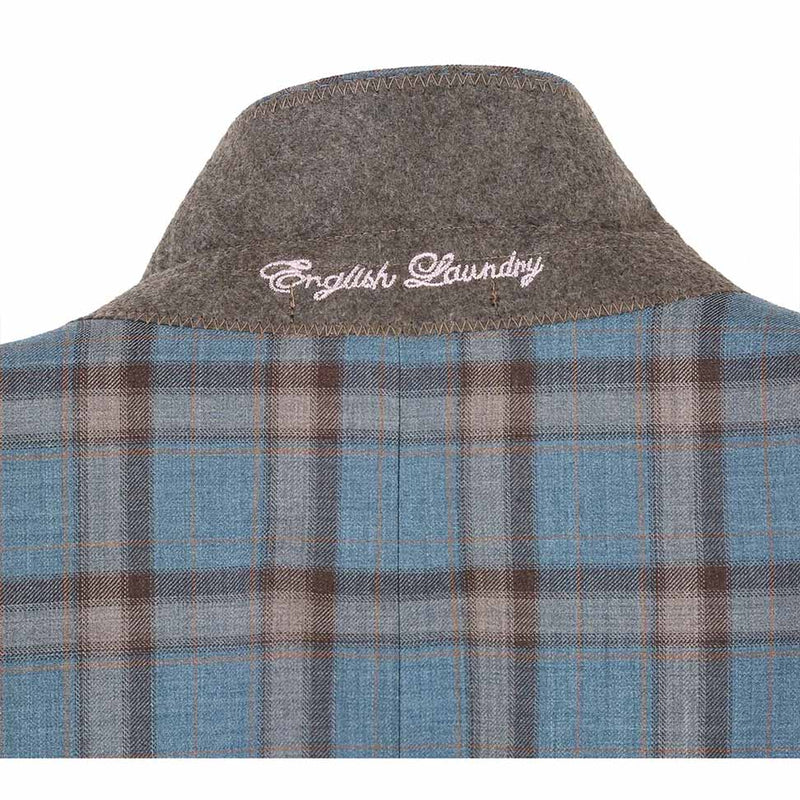 English Laundry 2-Piece Light Gray with Bronze Stereoscopic-Grid Slim Fit Suit Wool Blend