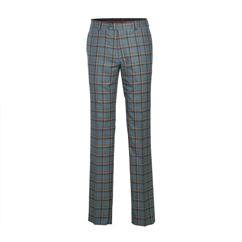 English Laundry 2-Piece Light Gray with Bronze Stereoscopic-Grid Slim Fit Suit Wool Blend
