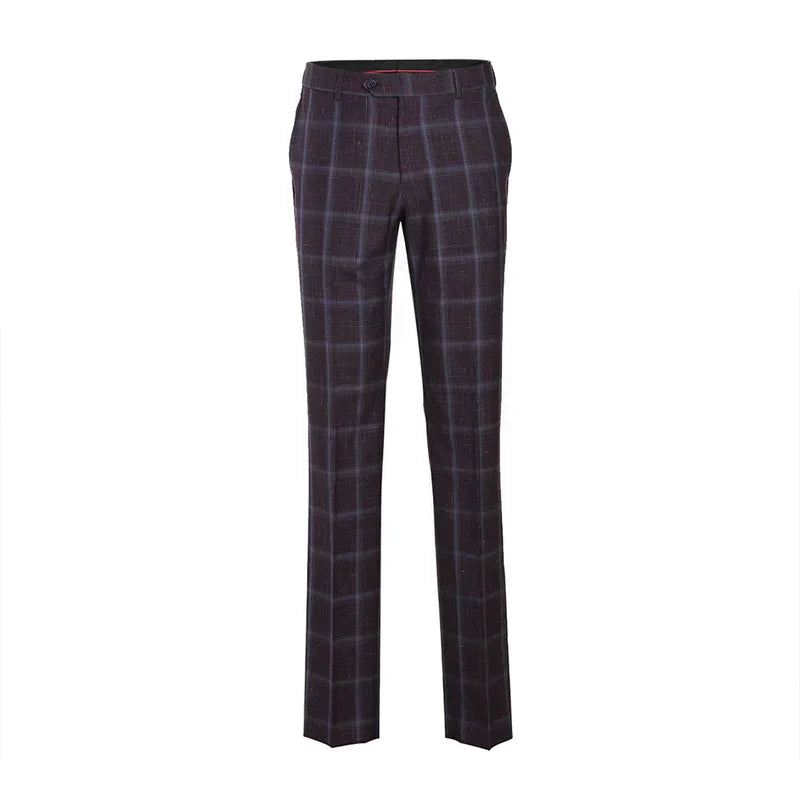 English Laundry 2-Piece Purple Window Pane Check Slim Fit Suit Wool Blend