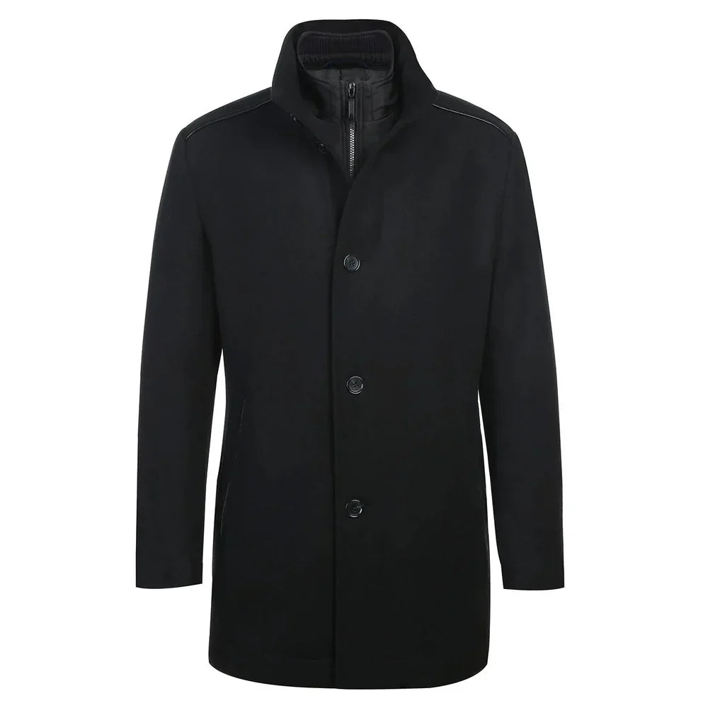 English Laundry Blue Tone-on-tone Glen Plaid Slim Fit Wool Blend Short Coat with Detachable Full Zipper